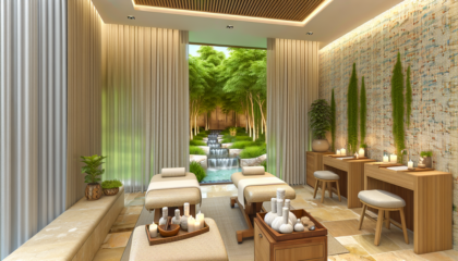 alt_text: Serene spa therapy scene at Alaya Spa, featuring luxurious facilities and calming natural light.