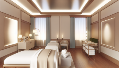 alt_text: "Serene spa setting featuring plush beds and gift cards, inviting busy professionals to relax."